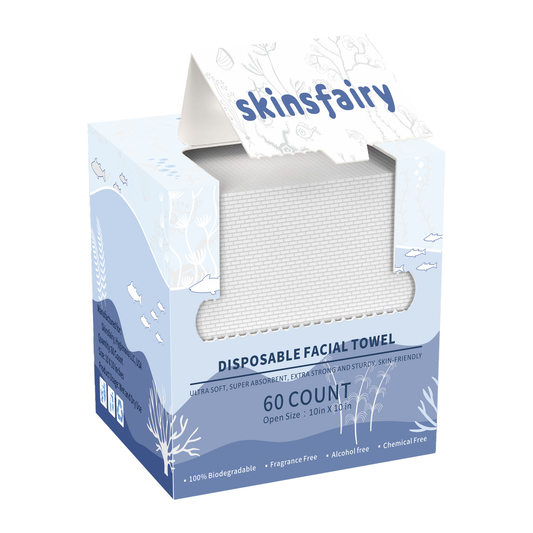 Skinsfairy Disposable face towels, Ultra Soft and Extra Strong Volume Clean Tissues, 60 Count